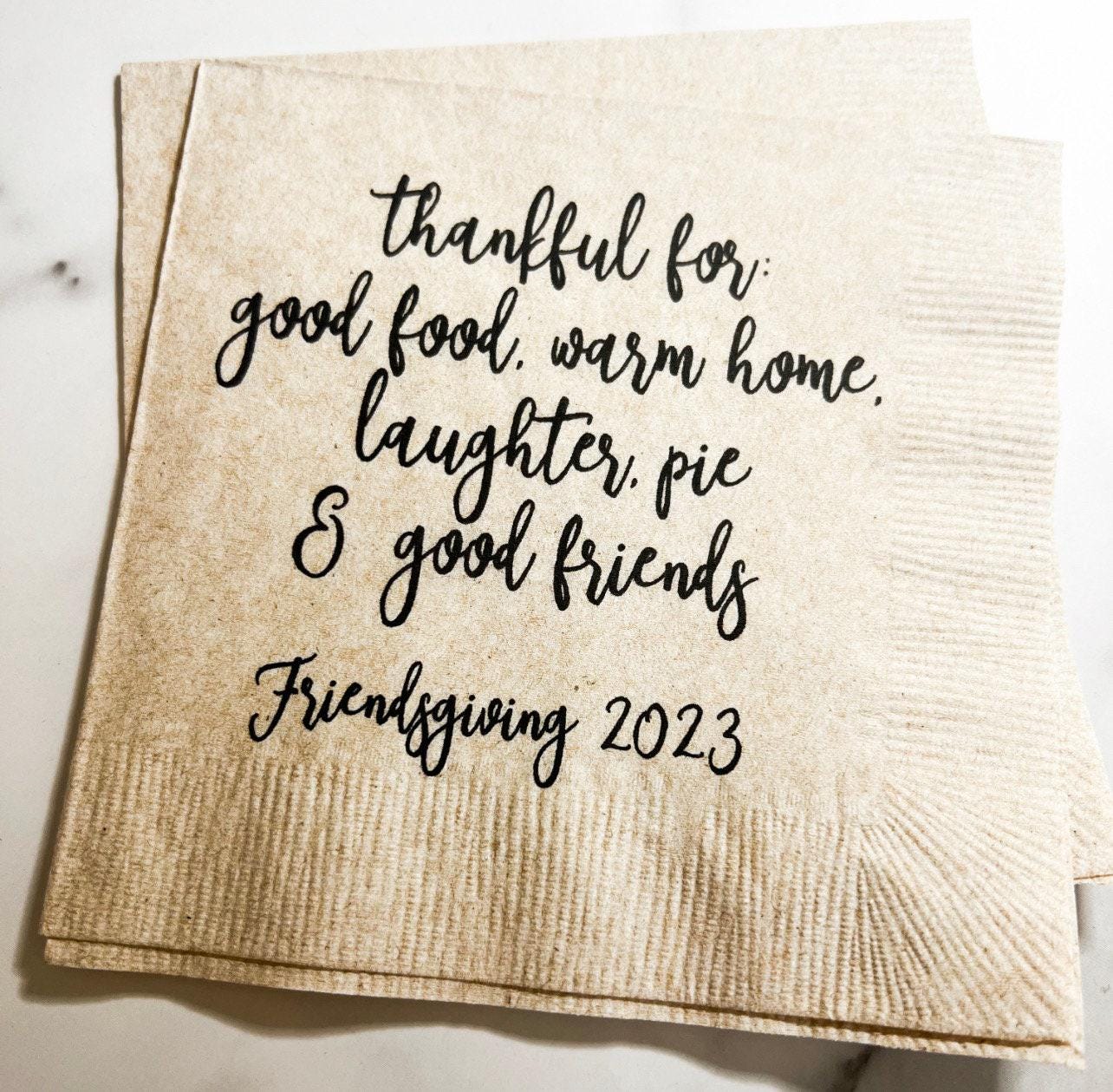 Friendsgiving Napkins Funny Friendsgiving Thanksgiving Friends Kraft Cocktail or Dinner Napkins, Set of 25