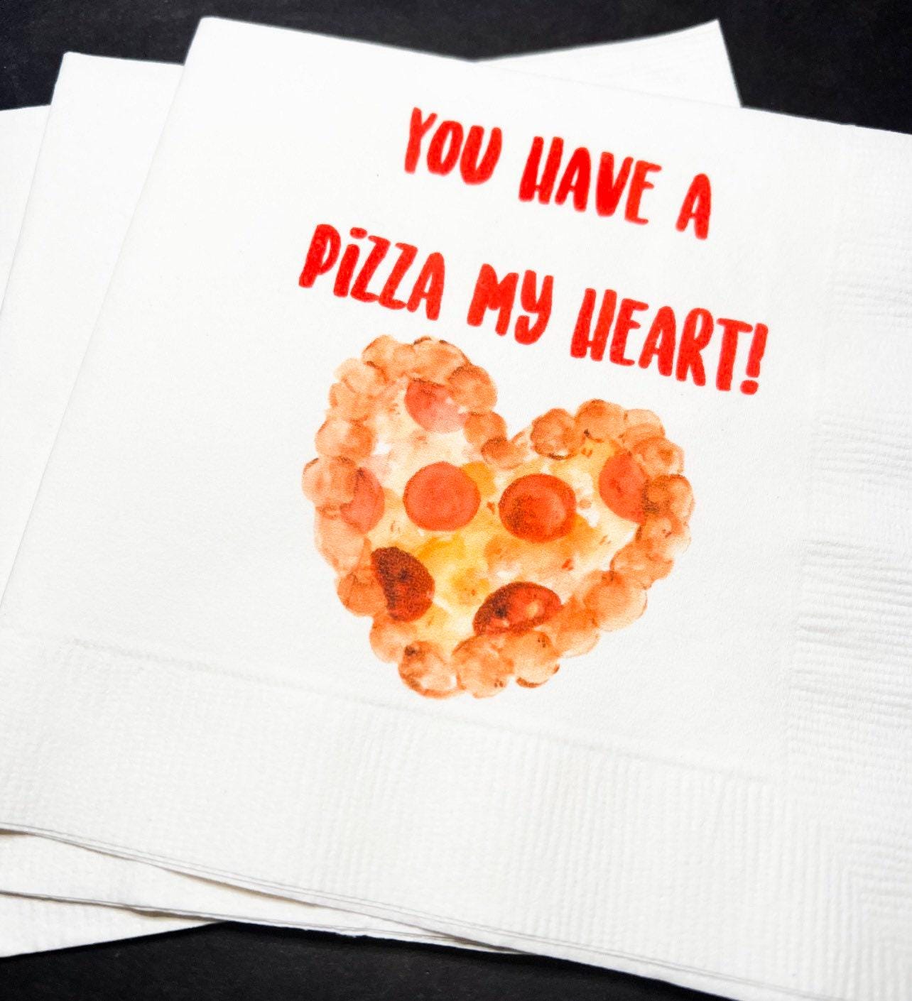 Pizza My Heart Valentine Pizza Valentines Day Party Singles Party Galentines Cocktail or Luncheon Napkins, Set of 25