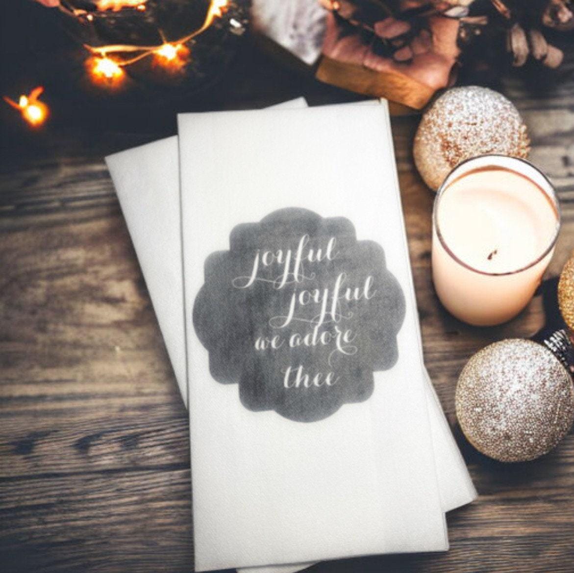 Christmas Guest Towels Linen Feel Ultra Ply White Disposable Towel Dinner Napkin Holiday Christmas Paper Hand Towels, Set of 20