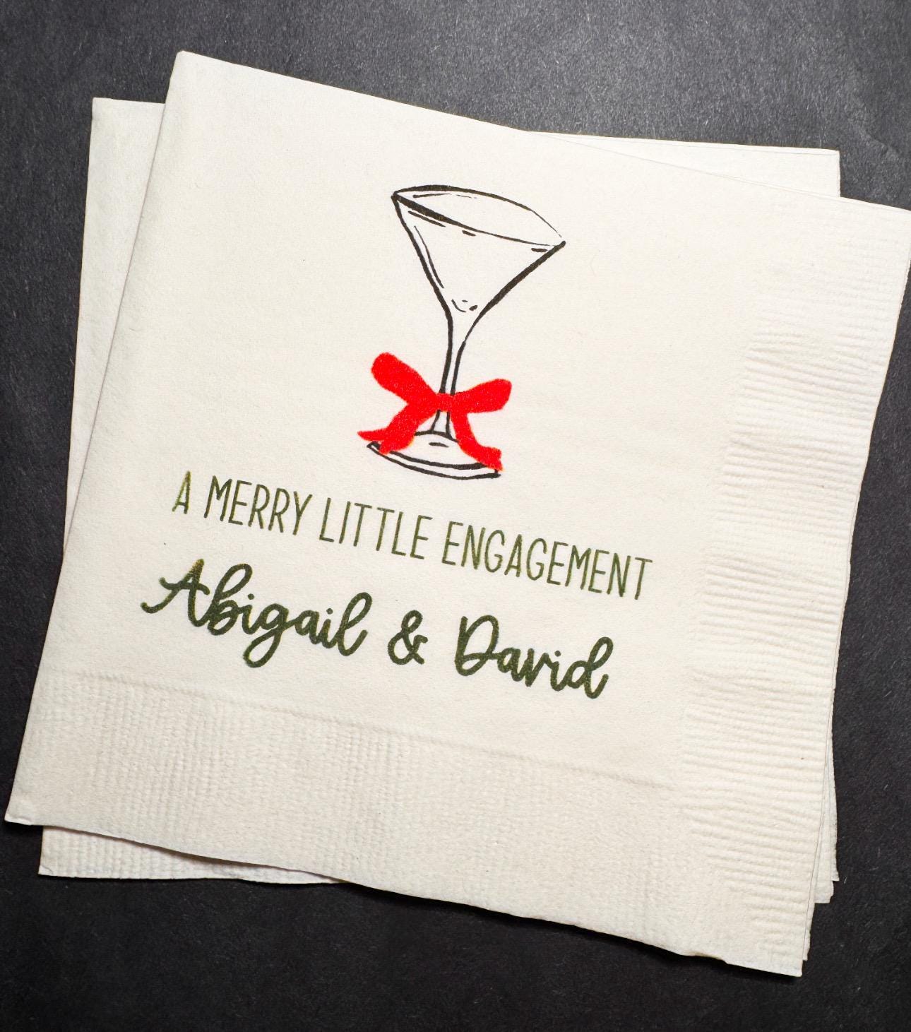 Merry Little Engagement Tis the Season to be Married Christmas Engagement Party Bridal Shower Cocktail, Luncheon or Dinner Napkins Set of 25