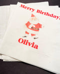 Merry Birthday December Christmas Santa Birthday Very Merry Personalized Cocktail, Luncheon or Dinner Napkins Set of 25