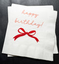 Red Bow Birthday Christmas Pink Red December Birthday Happy Birthday Oh What Fun Christmas Cocktail, Luncheon or Dinner Napkins Set of 25