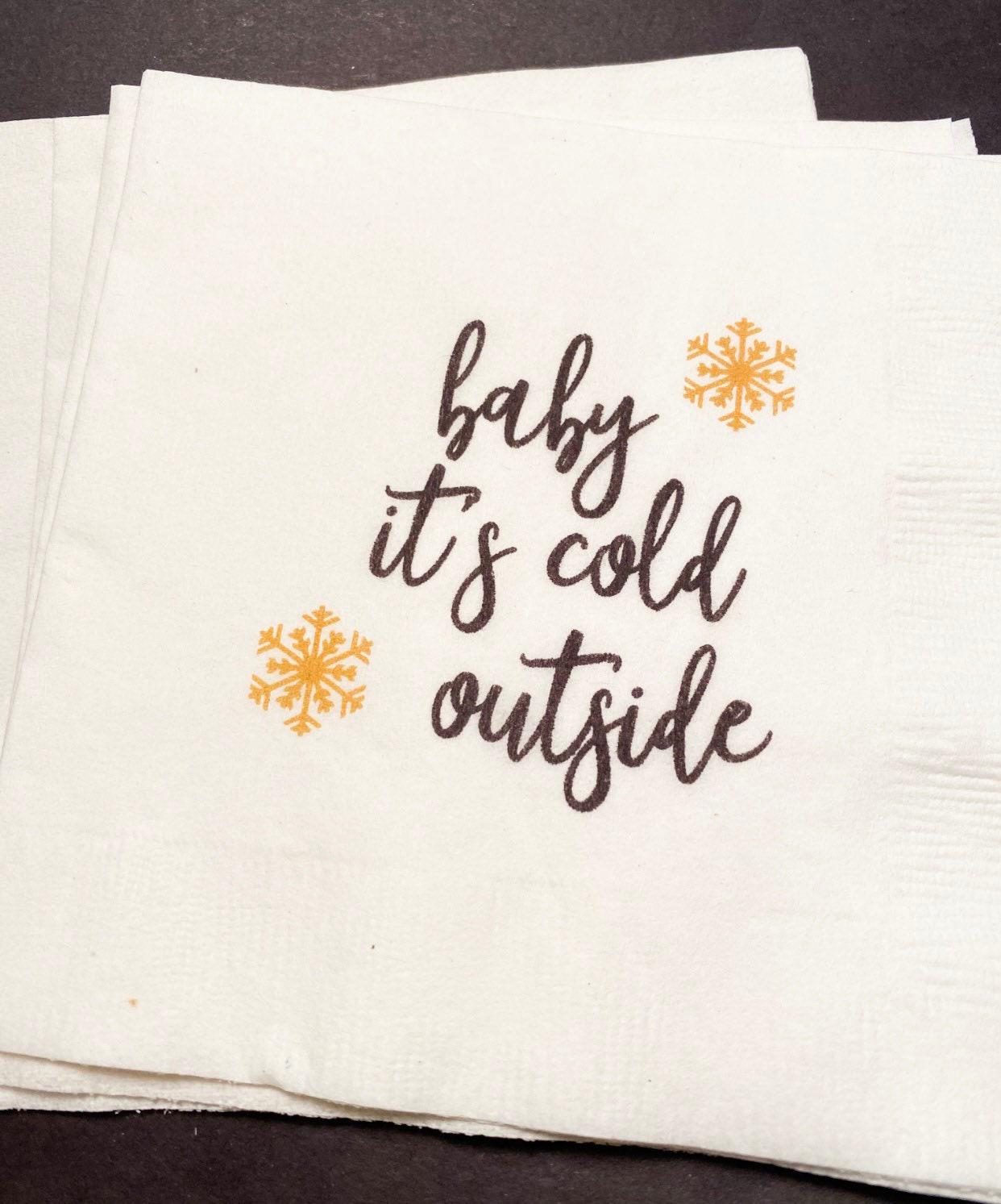 Baby It's Cold Outside Winter Christmas Baby Shower Birthday December Shower Cocktail, Luncheon or Dinner Napkins Set of 25