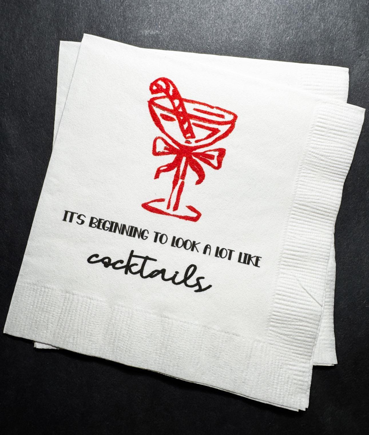 Tini Bit Merry Holiday Martini Christmas Party Jingle & Mingle Friendsmas Holiday Party Cocktail Luncheon or Dinner Napkins Set of 25