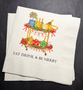 Eat Drink Be Merry Christmas Bar Cart Christmas Cocktail Holiday Party Red Bow Friendsmas Cocktail, Luncheon or Dinner Napkins Set of 25
