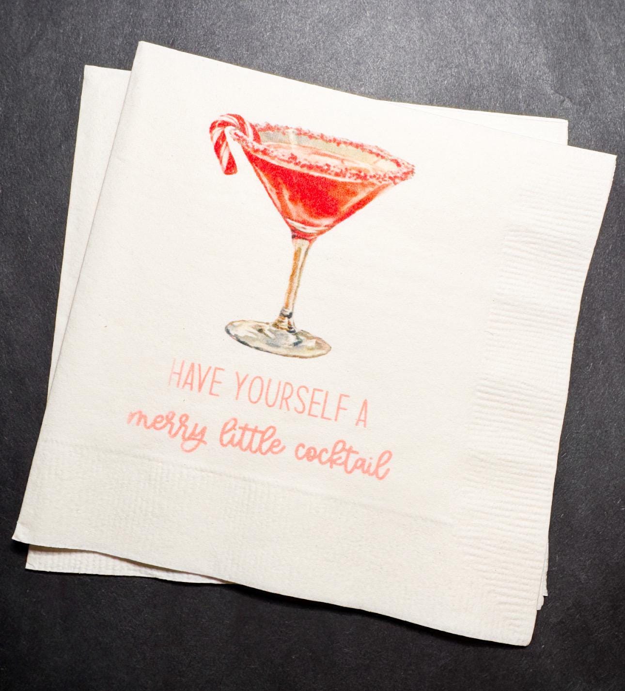 Tini Bit Merry Little Cocktail Holiday Martini Christmas Party Jingle & Mingle Friendsmas Cocktail Luncheon or Dinner Napkins Set of 25