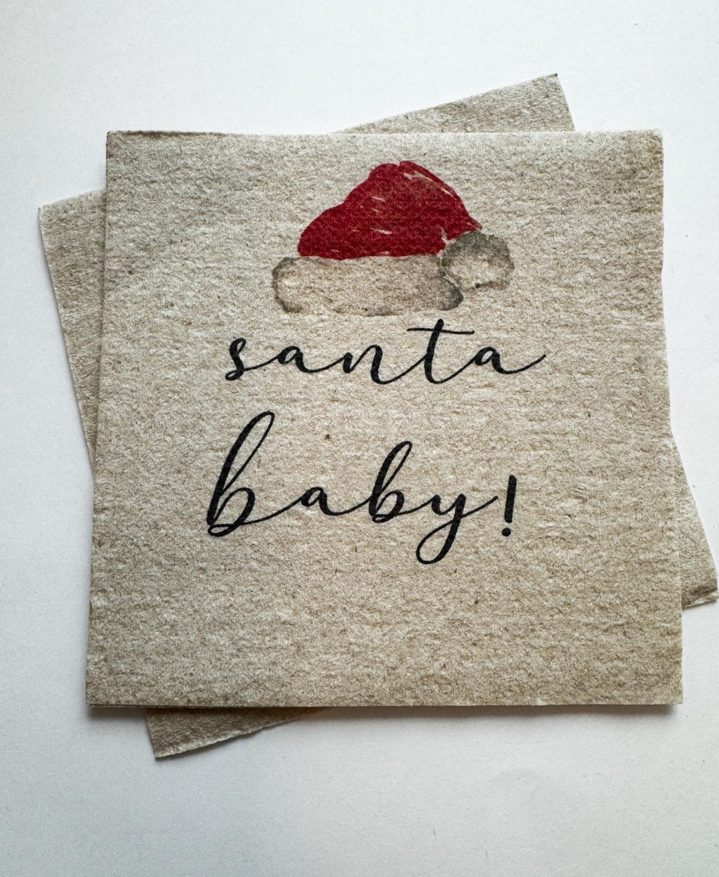 Santa Baby Christmas Baby Shower Santa Baby Gender Reveal Christmas December Gender Reveal Kraft Cocktail or Dinner Napkins, Set of 25