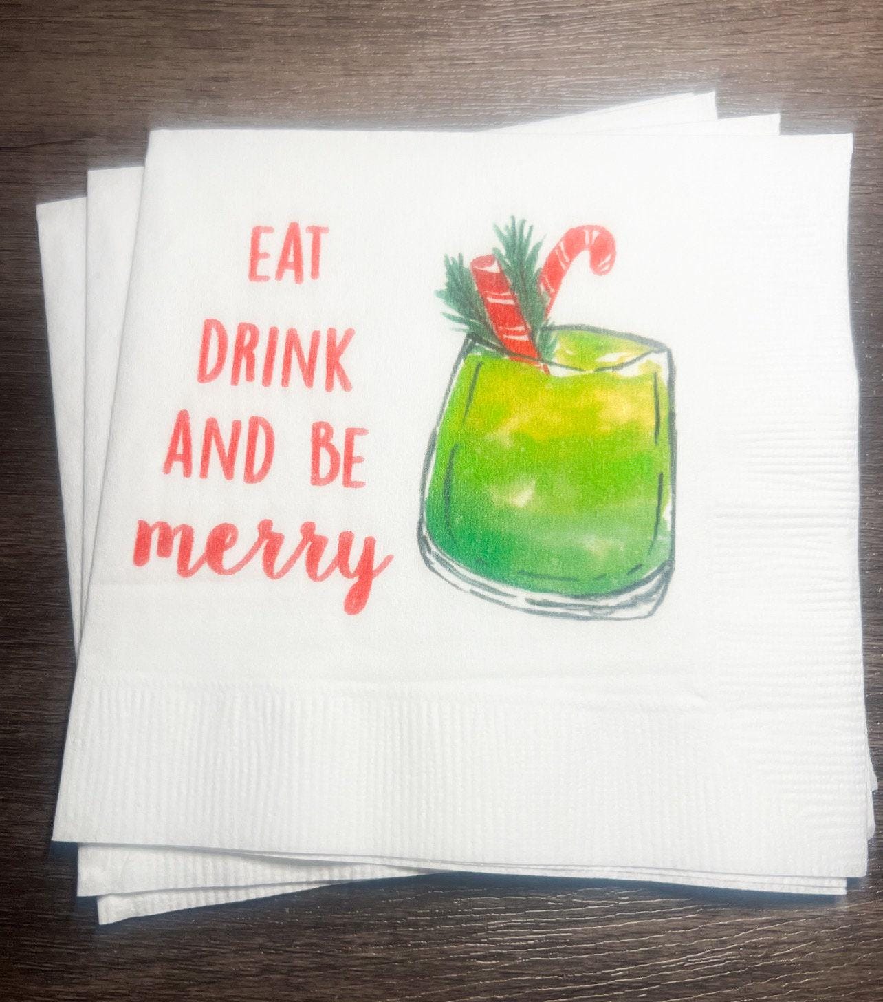 Eat Drink Be Merry Funny Christmas Party Girls Christmas Holiday Cocktail Party Cocktail, Luncheon or Dinner Napkins Set of 25