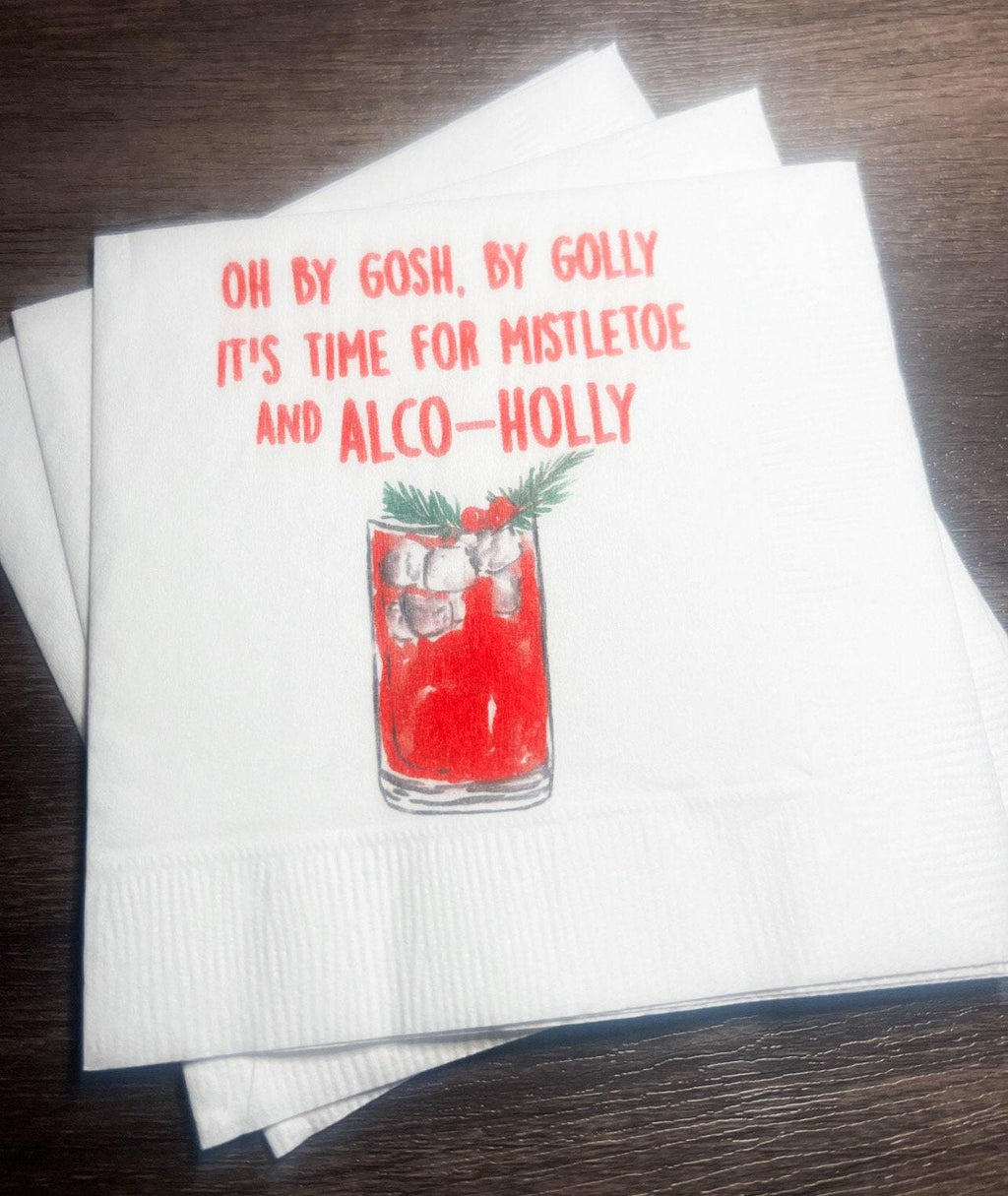 Eat Drink Be Merry Funny Christmas Party Oh By Gosh By Golly Alcoholly Girls Holiday Party Cocktail, Luncheon or Dinner Napkins Set of 25