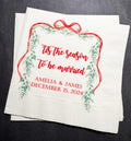 Tis the Season to be Married Christmas Engagement Wedding Bow Christmas Shower Personalized Cocktail, Luncheon or Dinner Napkins Set of 25