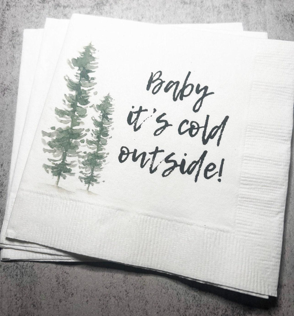 Baby It's Cold Outside Baby Shower Winter Christmas December Baby Shower Birthday Cocktail, Luncheon or Dinner Napkins Set of 25