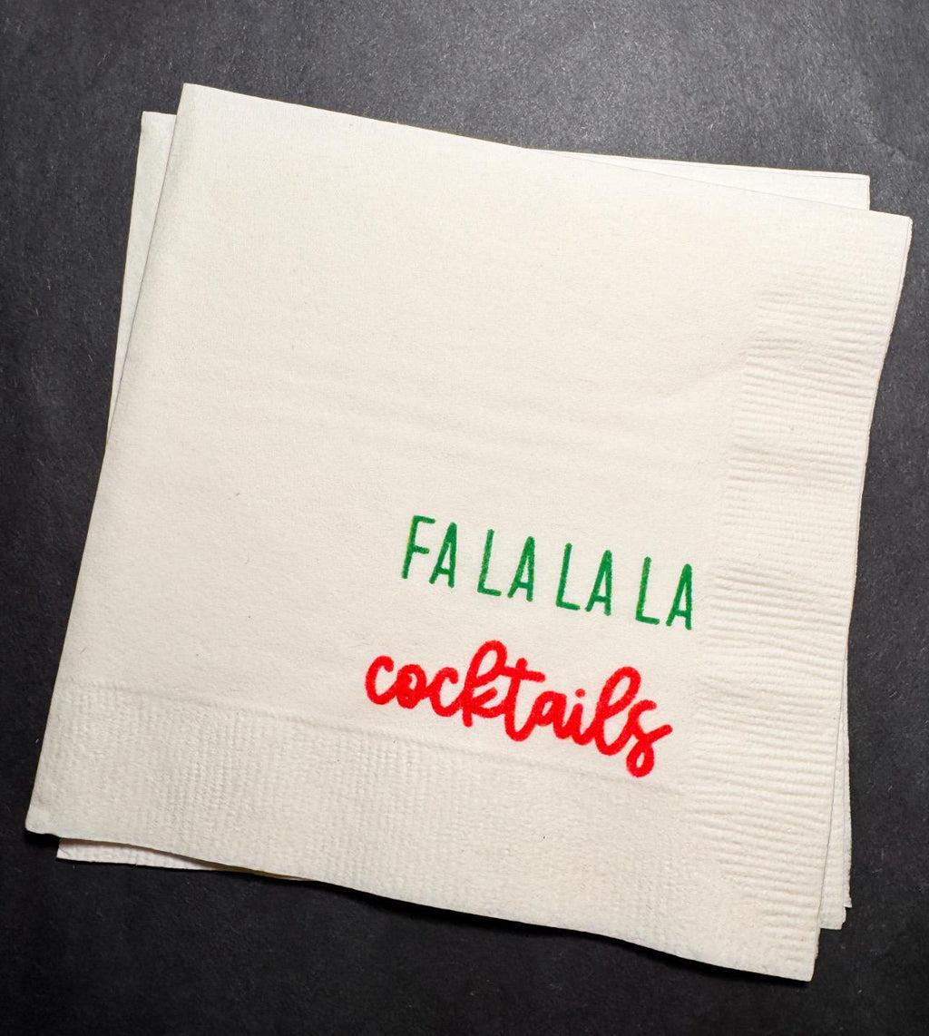 Fa la la la Cocktails Tini Bit Merry Holiday Martini Christmas Party Friendsmas Holiday Party Cocktail Luncheon or Dinner Napkins Set of 25