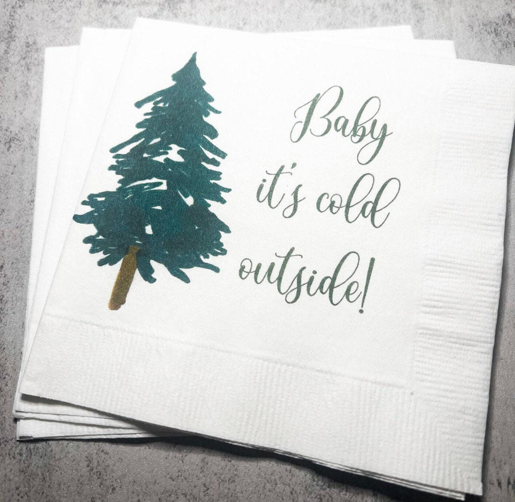 Baby It's Cold Outside Baby Shower Winter Christmas December Baby Shower Birthday Cocktail, Luncheon or Dinner Napkins Set of 25