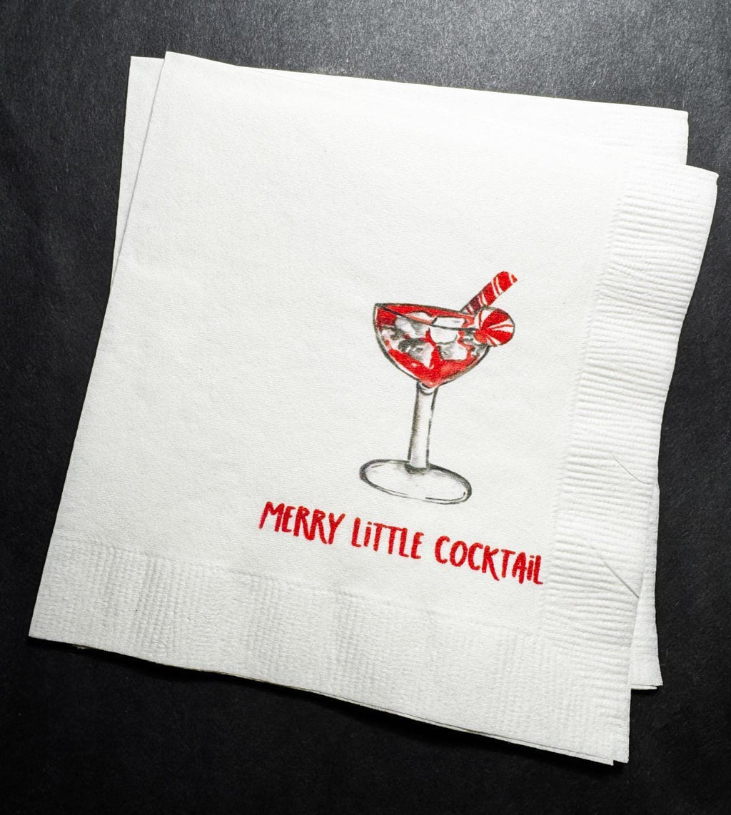 Tini Bit Merry Little Cocktail Holiday Martini Christmas Party Jingle & Mingle Friendsmas Cocktail Luncheon or Dinner Napkins Set of 25