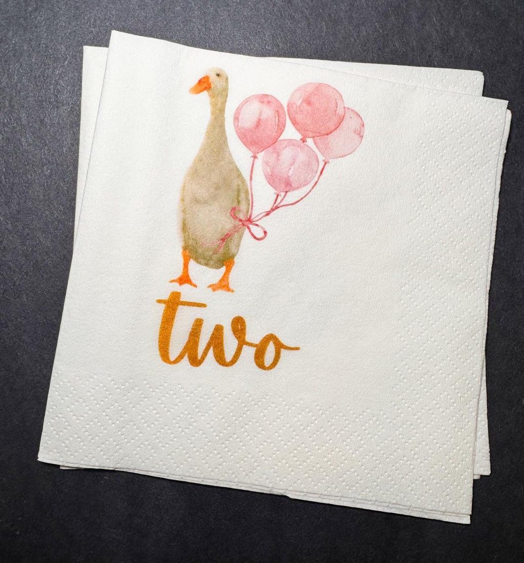 Two Silly Goose 2nd Birthday Second Birthday Goose Preppy Goose Birthday Party Cocktail, Luncheon or Dinner Napkins Set of 25