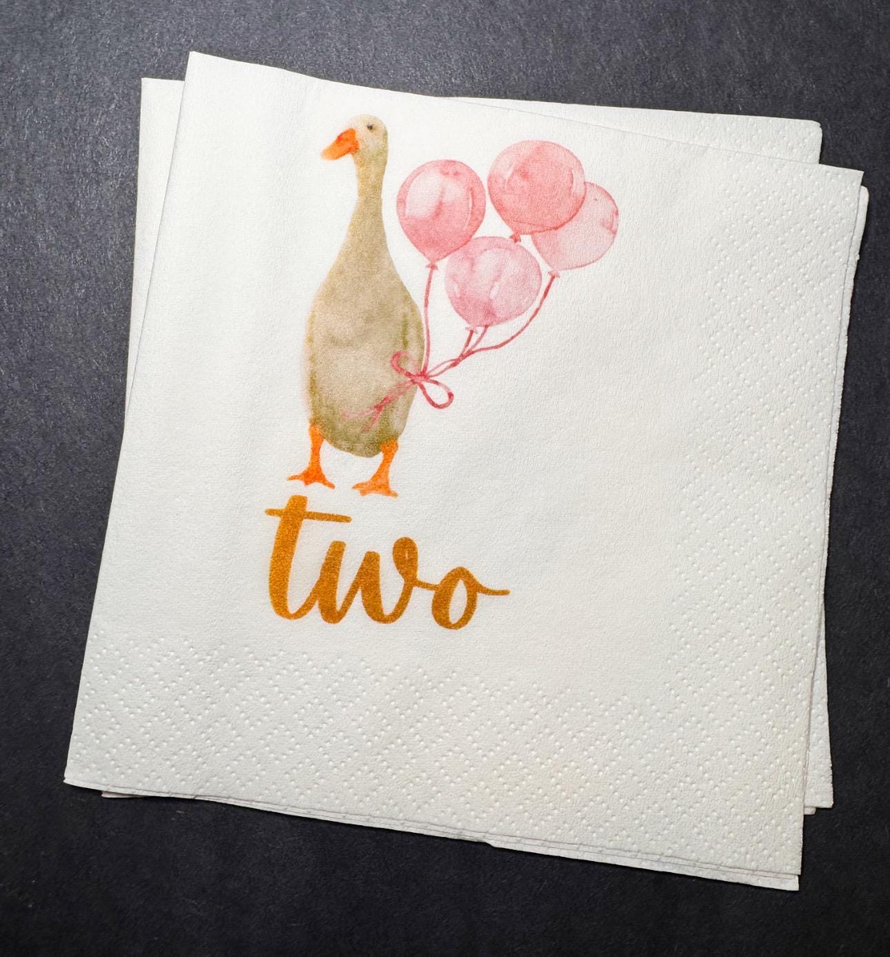 Two Silly Goose 2nd Birthday Second Birthday Goose Preppy Goose Birthday Party Cocktail, Luncheon or Dinner Napkins Set of 25