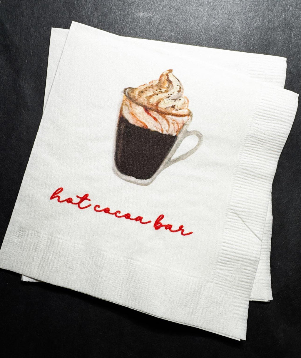 Hot Cocoa Bar Christmas Party Winter Birthday Party Winter Baby Shower Baby it’s Cold Cocktail, Luncheon or Dinner Napkins Set of 25