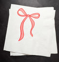Pink Red Bow Christmas Birthday Valentine Bachelorette Pink Red Birthday Red Bow Baby Shower Cocktail, Luncheon or Dinner Napkins Set of 25