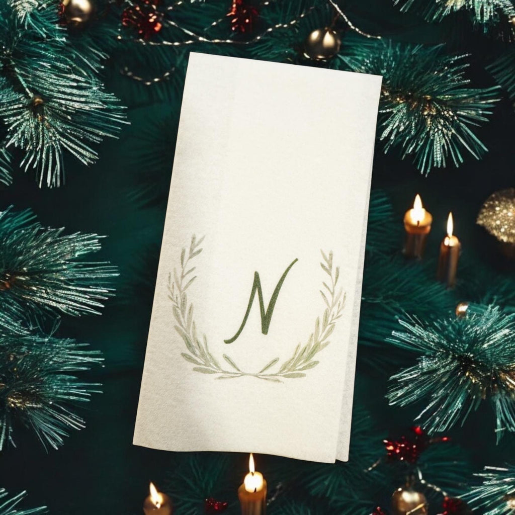 Holiday Guest Towels Christmas Linen Feel Ultra Ply White Disposable Towel Christmas Dinner Napkin Personalized Paper Hand Towels, Set of 20