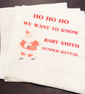 Christmas Gender Reveal Ho Ho Ho We Want To Know He or She Santa Winter December Baby Reveal Personalized Cocktail Napkins, Set of 25