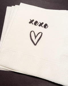 Galentines Day Girlfriends Valentines Day Party Singles Party xoxo Heart Cocktail or Luncheon Napkins, Set of 25