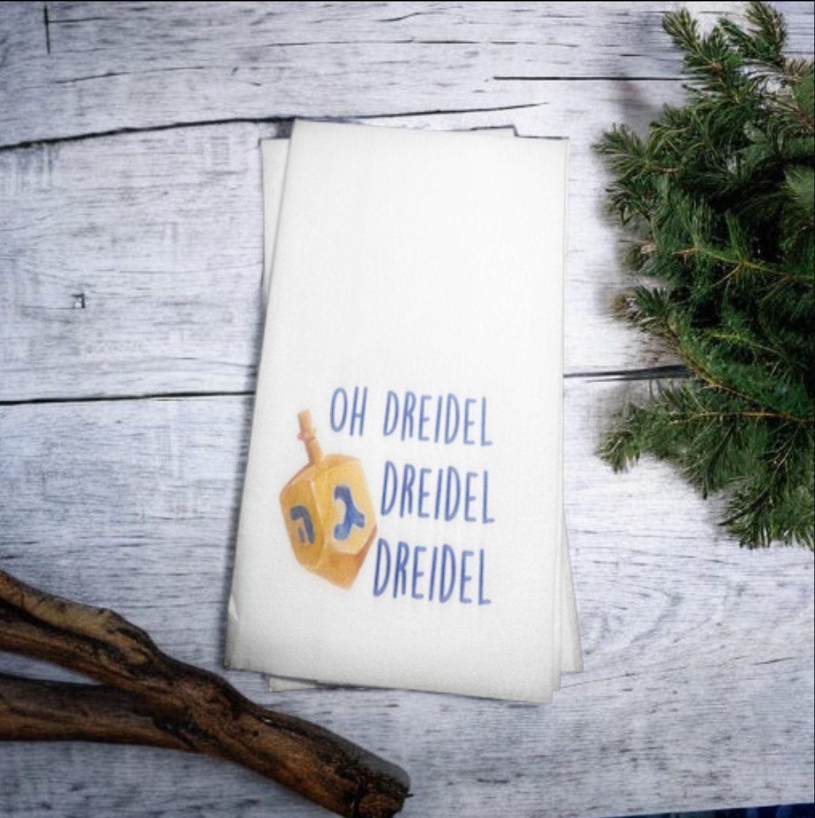 Hanukkah Guest Towels Linen Feel Ultra Ply White Disposable Towel Dinner Napkin Holiday Hanukkah Dreidel Paper Hand Towels, Set of 20