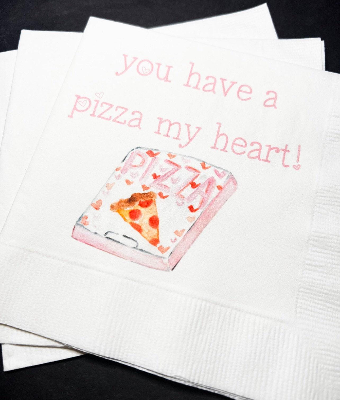 Pizza My Heart Valentine Pizza Valentines Day Party Singles Party Galentines Cocktail or Luncheon Napkins, Set of 25