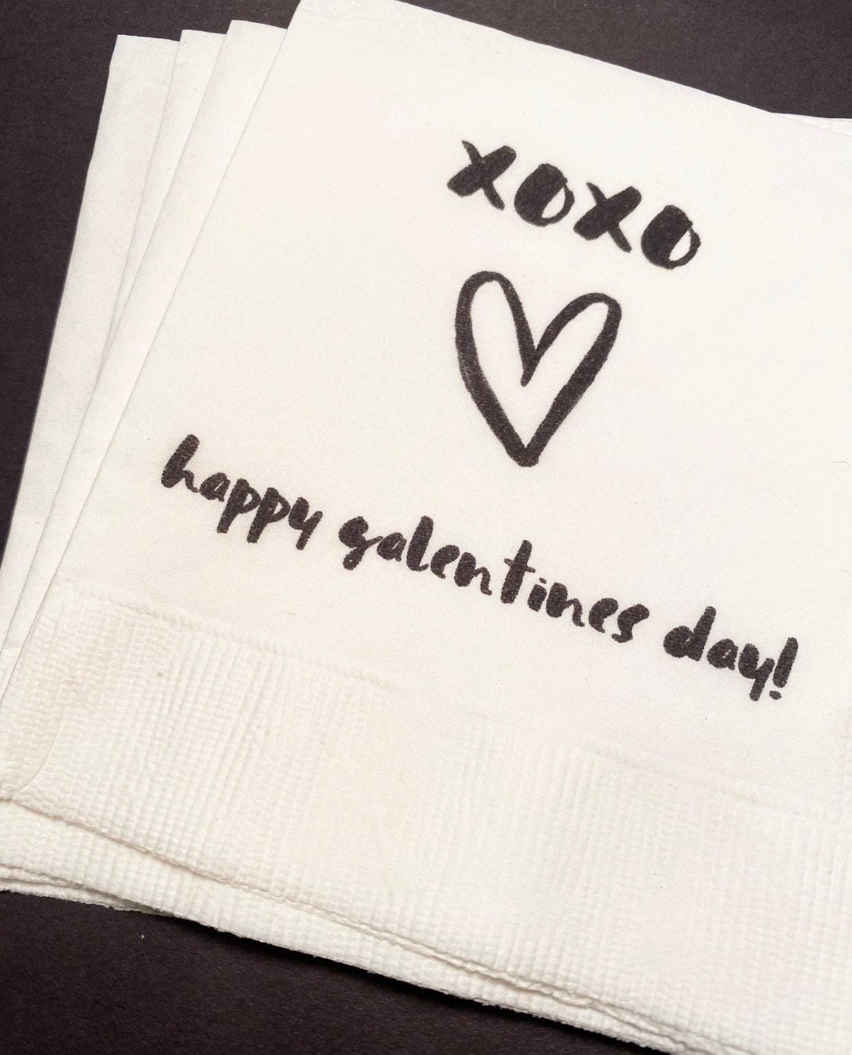Galentines Day Girlfriends Valentines Day Party Singles Party xoxo Heart Cocktail or Luncheon Napkins, Set of 25