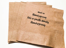 Load image into Gallery viewer, Thanksgiving Turkey Football Pie Personalized Kraft Cocktail or Luncheon Napkins, Set of 25
