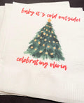 Baby It's Cold Outside Winter Christmas Baby Shower Birthday December Shower Personalized Cocktail, Luncheon or Dinner Napkins Set of 25