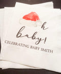 Santa Oh Baby Santa Baby Gender Reveal Christmas Reveal December Gender Reveal Personalized  Cocktail, Luncheon or Dinner Napkins Set of 25