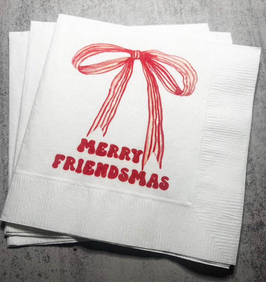 Friendsmas Christmas Party Very Merry Friendsmas It’s giving Friendsmas Funny Christmas Cocktail, Luncheon or Dinner Napkins Set of 25