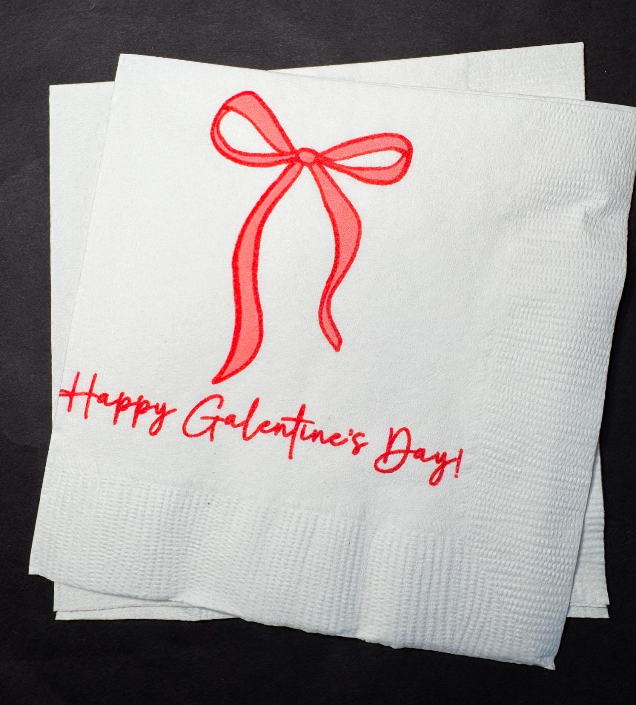 Red Bow Galentines Day Pink Red Bow Favorite Things Party Galentines Day Brunch Valentines Cocktail, Luncheon or Dinner Napkins, Set of 25