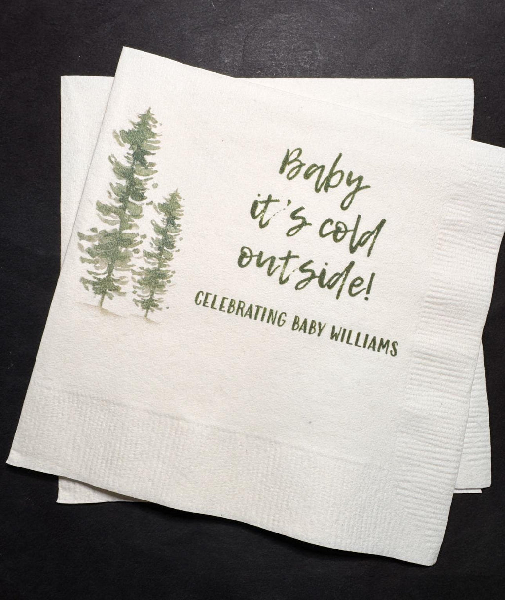 Baby It's Cold Outside Winter Christmas Baby Shower Winter Snowflake Shower Personalized Cocktail or Luncheon Napkins, Set of 25