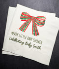 Merry Little Baby Shower Winter Christmas December Bow Baby Shower Winter Baby Personalized Cocktail, Luncheon or Dinner Napkins Set of 25