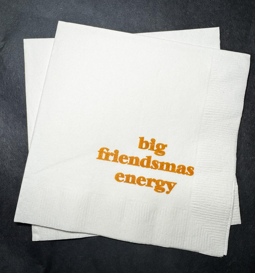 Friendsmas Christmas Party Very Merry Friendsmas It’s giving Friendsmas Funny Christmas Cocktail, Luncheon or Dinner Napkins Set of 25