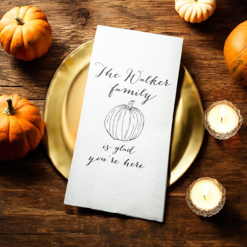 Fall Guest Towels Thanksgiving Linen Feel Ultra Ply White Disposable Towel Dinner Napkin Personalized Paper Hand Towels, Set of 20