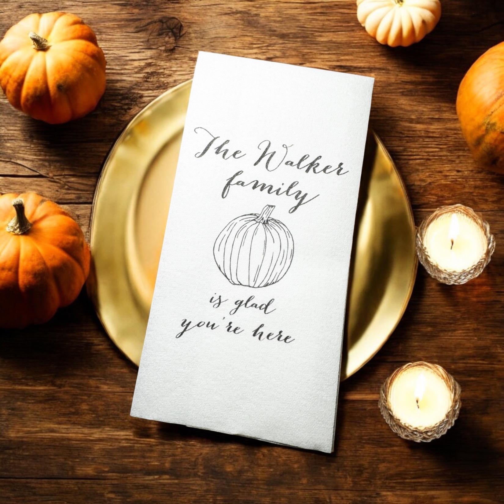 Fall Guest Towels Thanksgiving Linen Feel Ultra Ply White Disposable Towel Dinner Napkin Personalized Paper Hand Towels, Set of 20