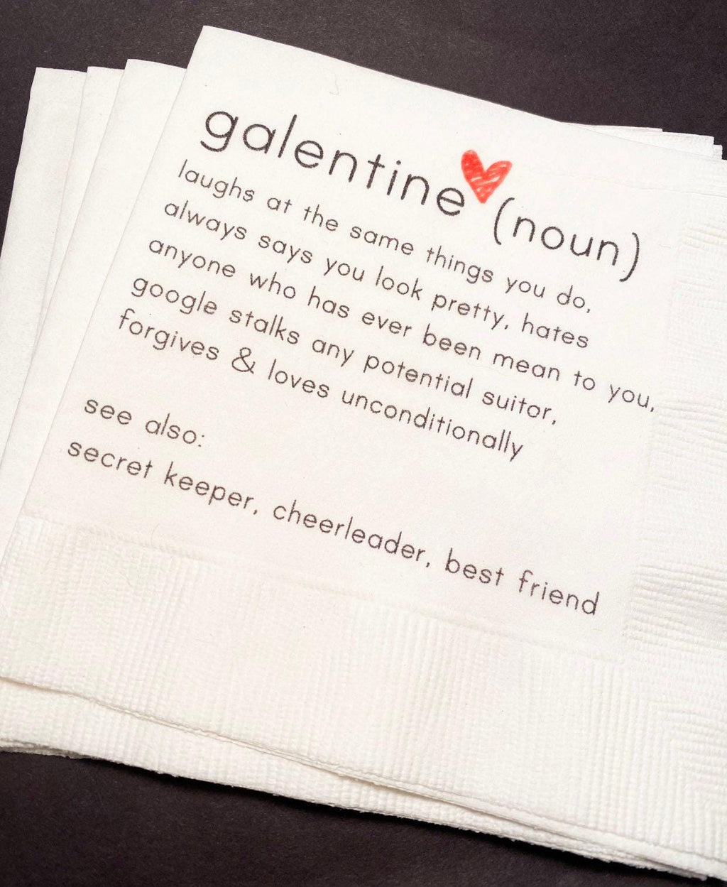 Galentines Day Girlfriends Valentines Day Party Singles Galentine Definition Cocktail or Luncheon Napkins, Set of 25