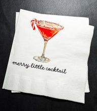 Load image into Gallery viewer, Tini Bit Merry Holiday Martini Christmas Party Jingle &amp; Mingle Friendsmas Holiday Party Cocktail Luncheon or Dinner Napkins Set of 25
