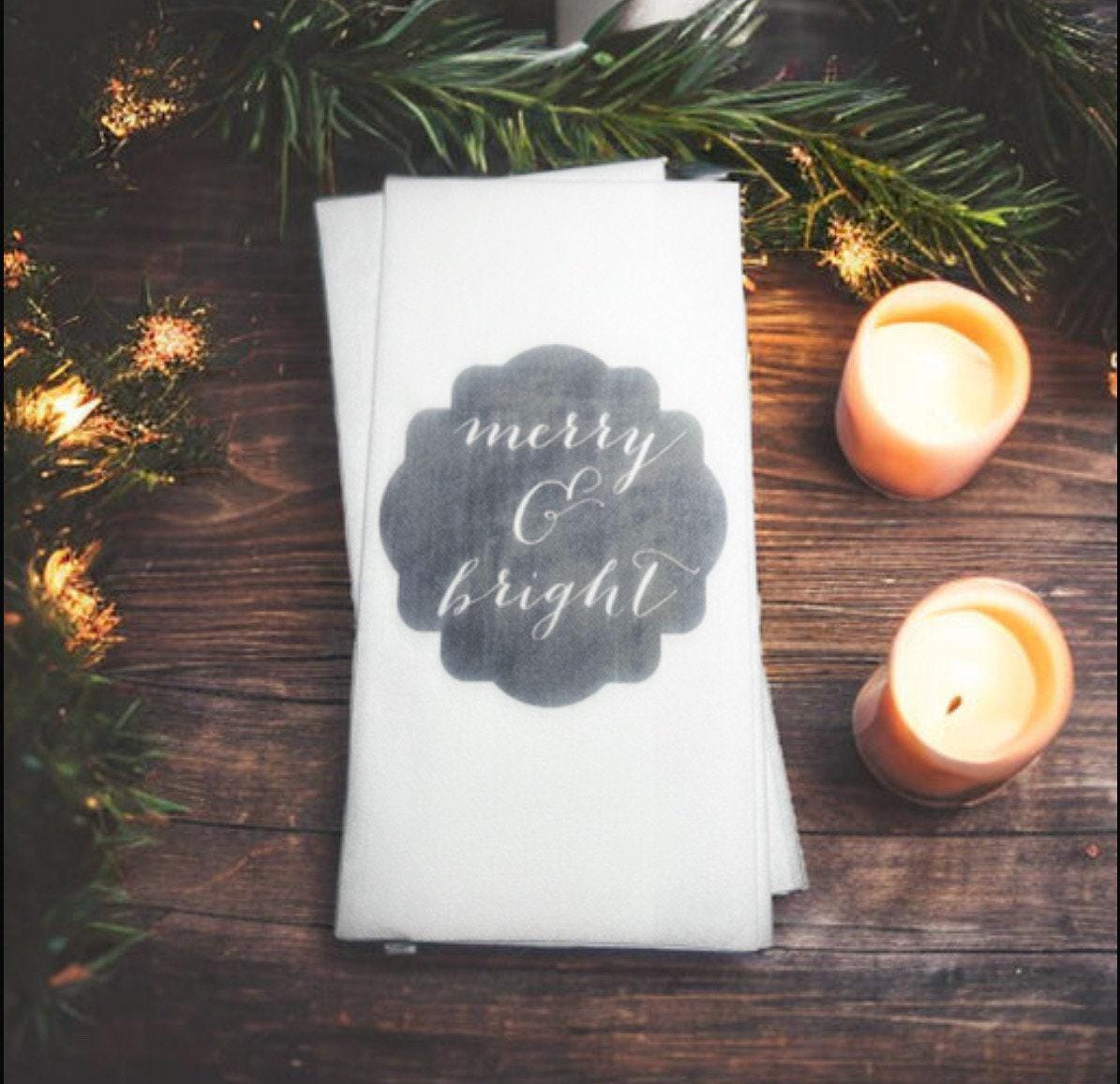 Christmas Guest Towels Linen Feel Ultra Ply White Disposable Towel Dinner Napkin Holiday Christmas Paper Hand Towels, Set of 20