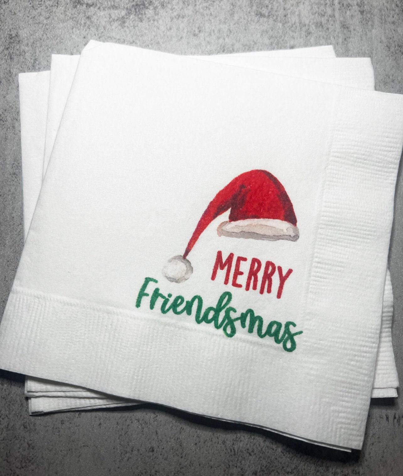 Friendsmas Christmas Party Very Merry Friendsmas It’s giving Friendsmas Funny Christmas Cocktail, Luncheon or Dinner Napkins Set of 25