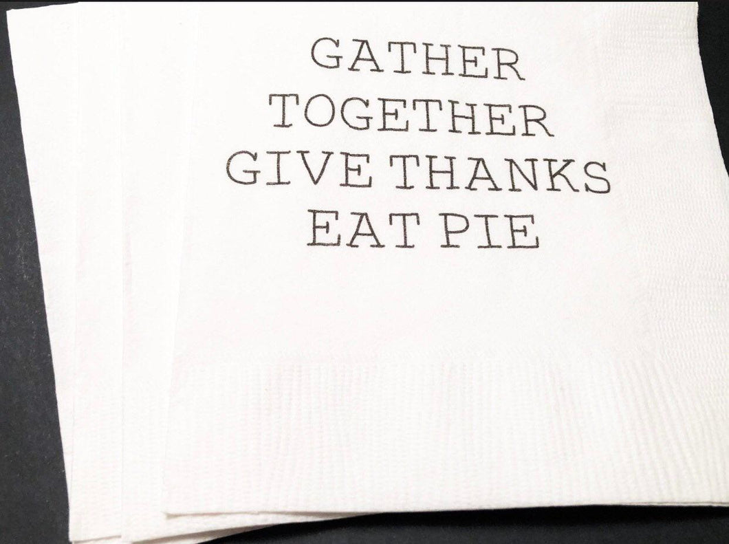 Thanksgiving Gather Together Cocktail, Luncheon or Dinner Napkins Set of 25
