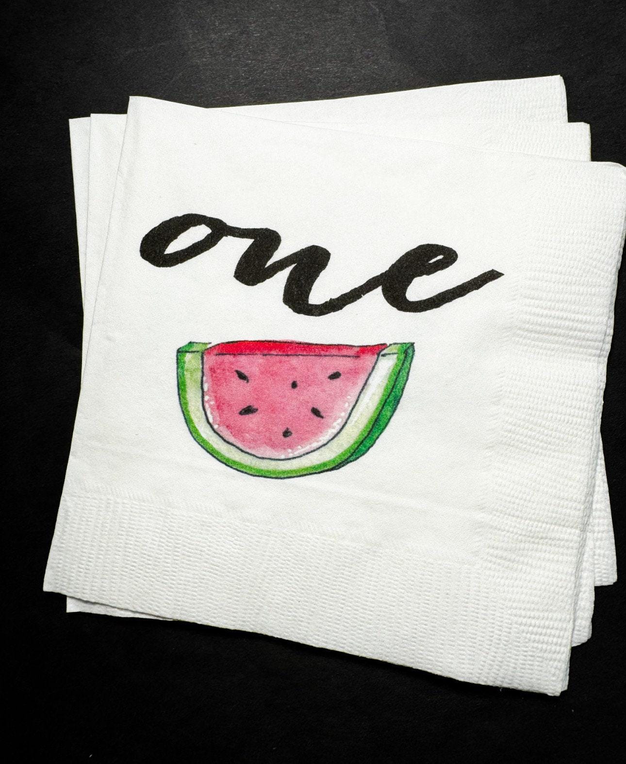 Watermelon 1st Birthday One in a Melon Summer Birthday Party Girl Melon Party Cocktail, Luncheon or Dinner Napkins Set of 25
