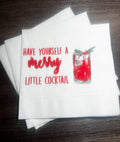 Merry Little Cocktail Eat Drink Be Merry Funny Christmas Girls Holiday Cocktail Party Cocktail, Luncheon or Dinner Napkins Set of 25