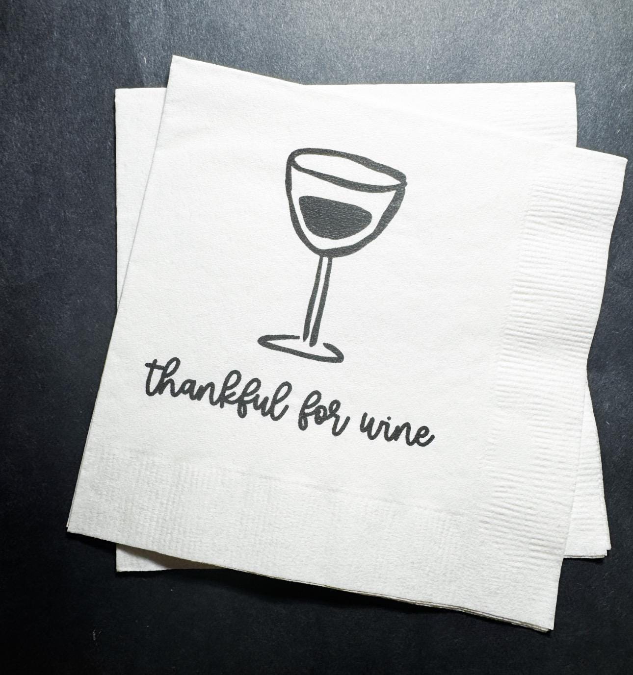 Thanksgiving Give Thanks and Drink Wine 2024 Funny Groovy Thanksgiving Tableware Cocktail, Luncheon or Dinner Napkins Set of 25