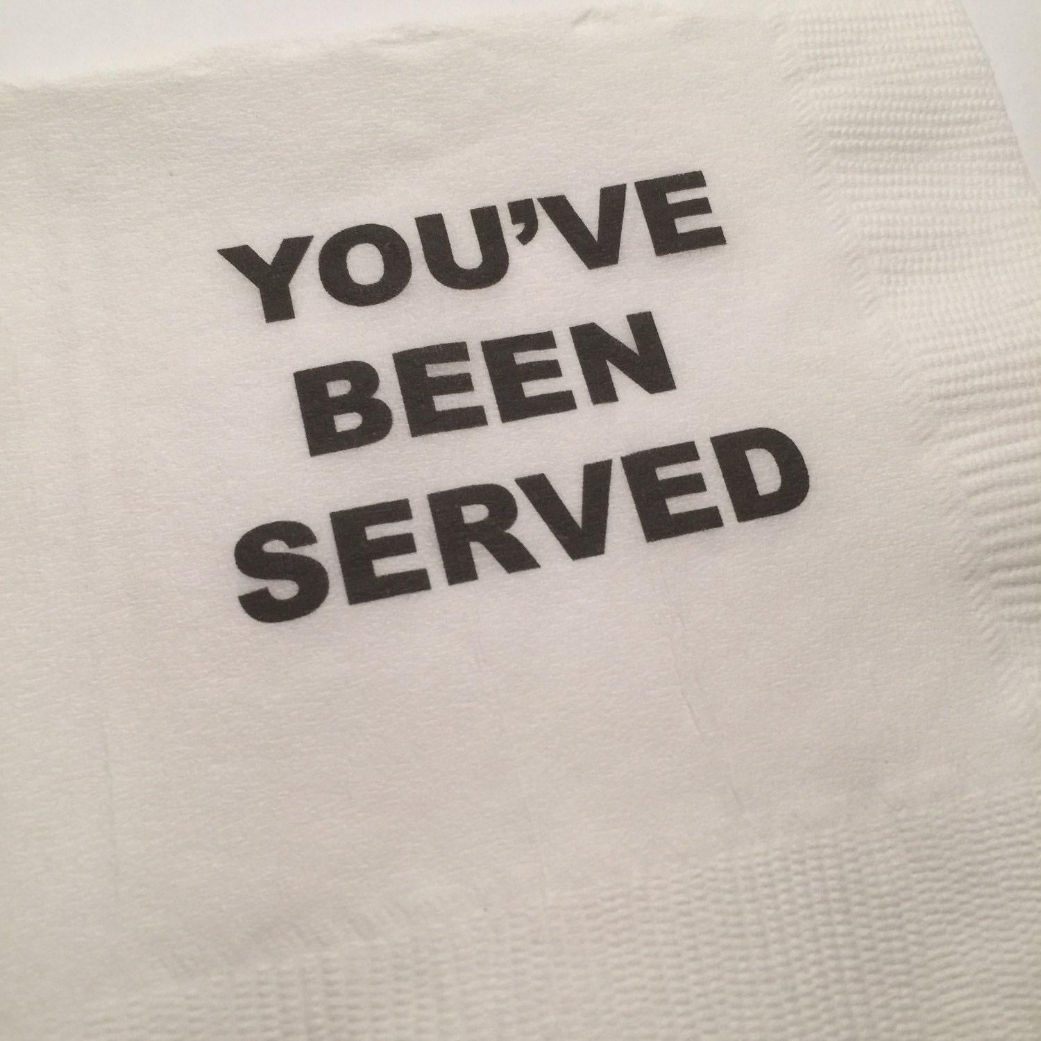 You've Been Served Law School Graduation Cocktail, Luncheon or Dinner Napkins Set of 25