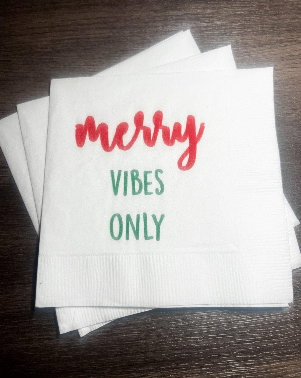 Merry AF Merry Vibes Only Merry Era Friendsmas  Girls Christmas Party Funny Christmas Cocktail, Luncheon or Dinner Napkins Set of 25