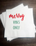 Merry AF Merry Vibes Only Merry Era Friendsmas  Girls Christmas Party Funny Christmas Cocktail, Luncheon or Dinner Napkins Set of 25