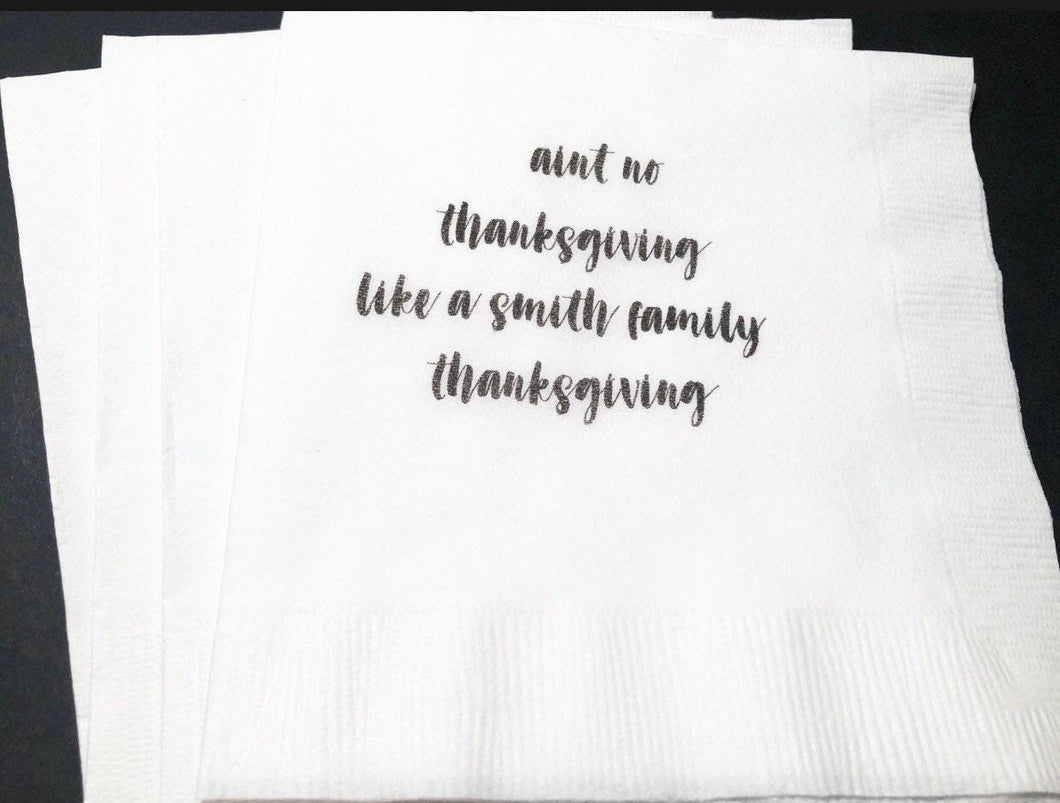 Thanksgiving Personalized Cocktail, Luncheon or Dinner Napkins Set of 25